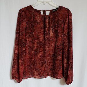 Catherine Malandrino - Lined Orange and Black Top.  Size Medium